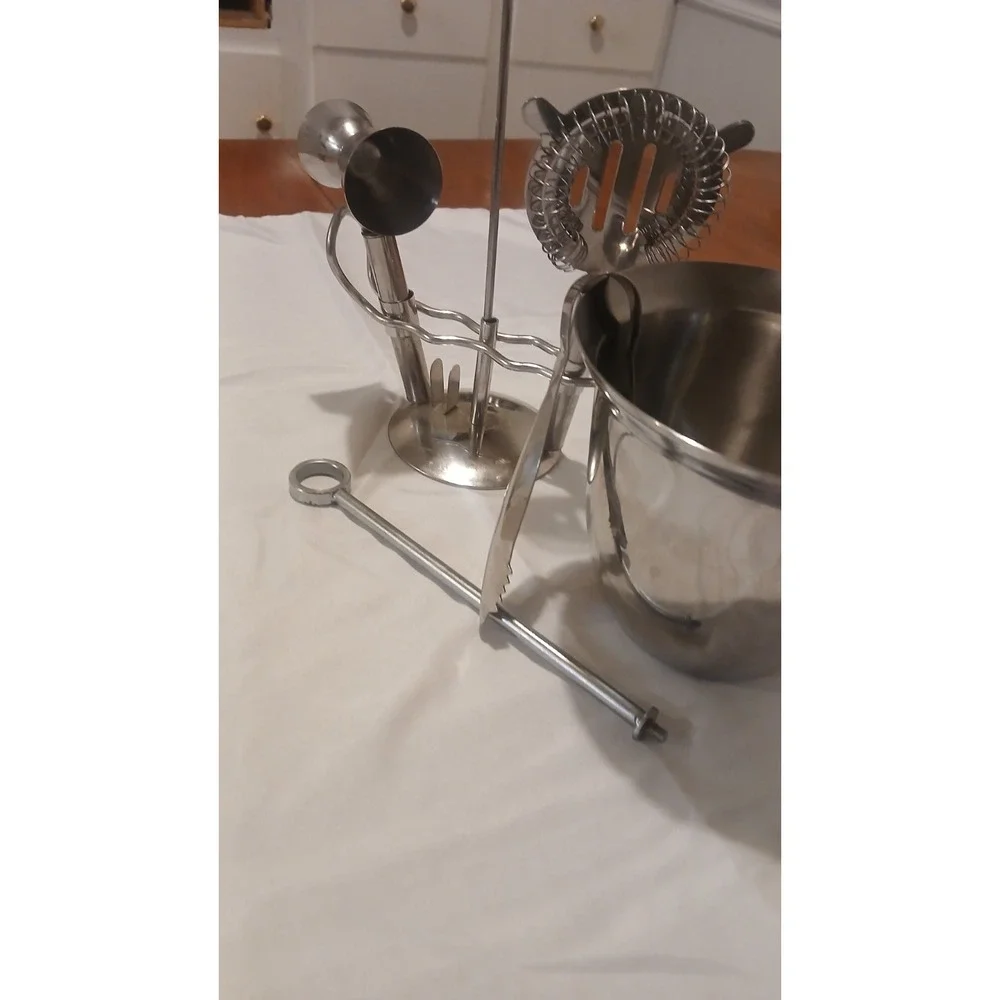 Bar Tool Partial Set Bar Tending Kit, With Stainless Steal‎ Ice Bucket
